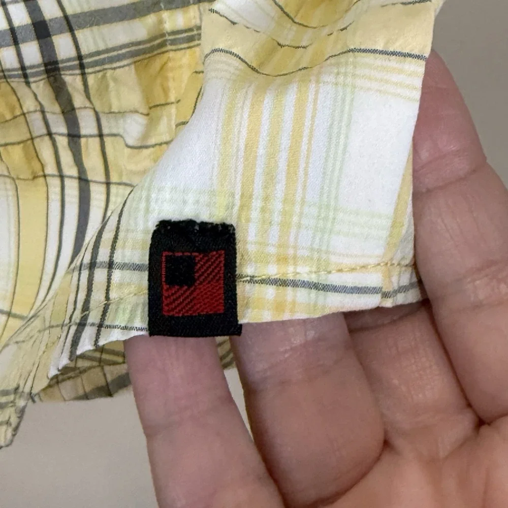 Woolrich Men's Catalyst Vented Hiking Fishing Shirt M Yellow Plaid Short Sleeve